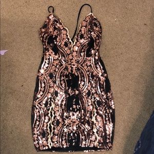 Sequined dress with cutouts